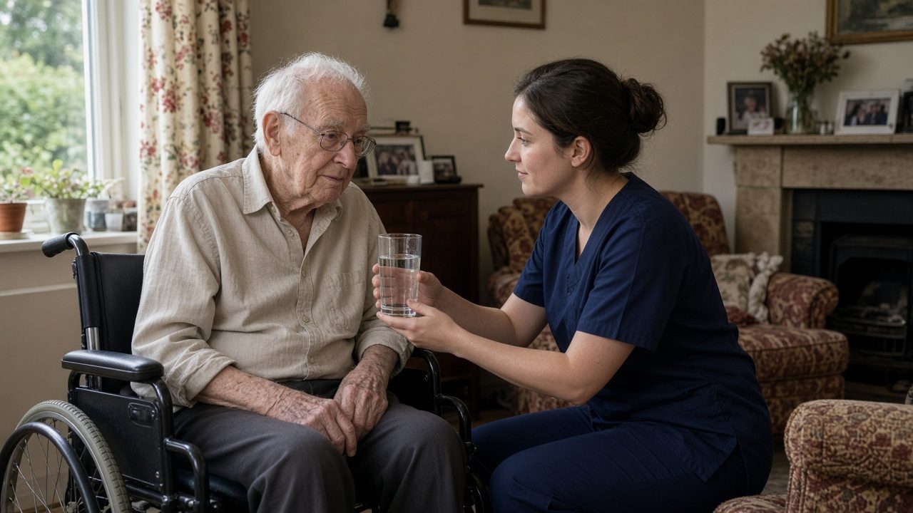 Carers spending time with a client at home